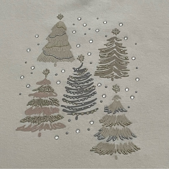 Women's Croft & Barrow® Holiday Tee Tress Graphic PL Petite Large New - Picture 3 of 7